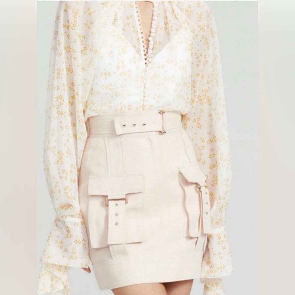 Acler Sheer Yellow Floral Cathedral Blouse- NWT Size 8